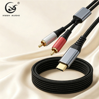 Kabel Stereo YIVO Type-C ke 2RCA dengan Chip DAC Hi-Res, Kabel Aux Berlapis Tembaga Bebas Oksigen untuk Ponsel PC ke Amplifier TV