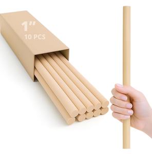 Lot <span class=keywords><strong>de</strong></span> 10 tiges en bois <span class=keywords><strong>de</strong></span> bouleau naturel, sans éclats, bâtonnets en bois vierges pour la peinture, la découpe, le perçage et les travaux manuels - Product Image 1