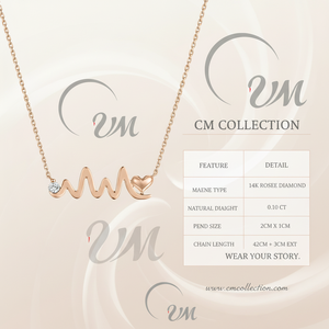 Collier à chaîne VM.Jewelry, série chic, or rose 18 carats, serti de diamants, cœur en forme de W, style classique, certifié NGTC, fête des mères - Product Image 3