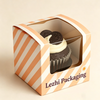 Caja de Embalaje Personalizada para Pasteles y Postres, Caja de Embalaje para Cupcakes para Llevar con Ventana Transparente, Caja de Papel para Pasteles de Grado Alimenticio