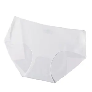 Ice Silk seamless plain Panties One piece comfortable nude mid-waist lift cotton briefs for women
