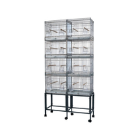 Cages d'élevage de perroquets modernes et populaires, pliables, en fer à motif uni, multi-niveaux, avec roues, isolation et fermeture à bouton, revêtement poudré