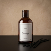 Ensemble de diffuseur de parfum en verre ambré de luxe 100 ml avec bâtonnets noirs et emballage cadeau haut de gamme