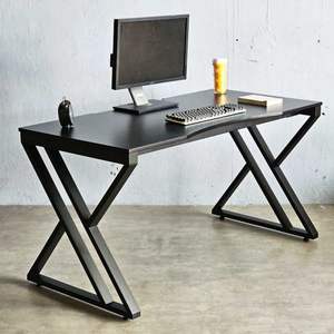 Bureau moderne en métal en forme de Z avec plateau en bois, mobilier de bureau en métal, bureaux personnalisables, structure en métal, MDF, bois massif - Product Image 3