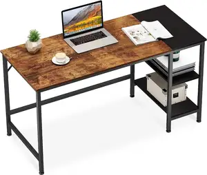 55 inches Computer Desk Study Writing Desk with Wooden Storage Shelf,2-Tier Industrial Laptop Table with Splice Board