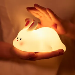 EGOGO-Veilleuse LED lapin en silicone, rechargeable par USB, avec capteur tactile, pour chambre de bébé