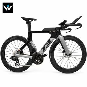 Bicicleta de Triatlón TWITTER T3 de Fibra de Carbono Aero, 24 Velocidades, Ruedas de 3 Radios con Frenos de Disco Hidráulicos, Manillar TT, Estilo Kona - Product Image 1