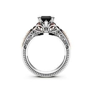 Anello quadrato nero a otto punte per donna, gioiello da dito alla moda in stile europeo e americano - Product Image 6