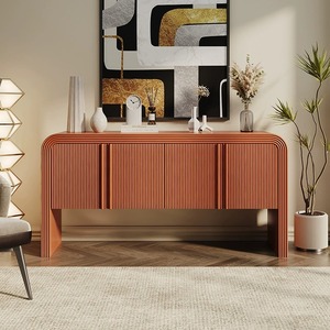 Meuble de rangement <span class=keywords><strong>d</strong></span>'appoint au design épuré avec <span class=keywords><strong>angle</strong></span> arrondi pour salon, <span class=keywords><strong>console</strong></span> de rangement minimaliste <span class=keywords><strong>en</strong></span> <span class=keywords><strong>bois</strong></span> peint à la française - Product Image 5