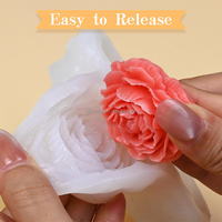 Cetakan lilin Peony untuk pembuatan lilin 3 rongga cetakan silikon bunga untuk kerajinan lilin Tealight plester sabun lilin Epoxy Resin