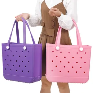 Popular Waterproof EVA Tote Large Silicone Shopping Basket For Women For Beach Or Sports Eco-friendly Jelly Candy Handbags