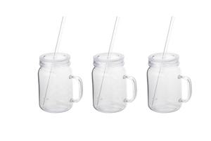 Bocaux Mason personnalisés sans BPA de 16 oz, forme carrée ou ronde, avec poignée et couvercle - Product Image 6