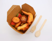 Boîtes de conteneur en papier kraft biodégradables pour emballage de fast-food à emporter de poulet frit avec compartiment et fenêtre