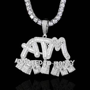จี้รูปตัวอักษรดอลลาร์แบบ ATM สไตล์ฮิปฮอป ชุบทองแท้ ประดับเพชรโมอิสซาไนต์ เงินแท้ 925  งานสั่งทำพิเศษ  แบบ Iced Out - Product Image 1
