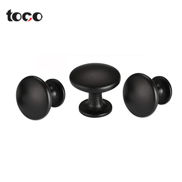 Toco Black Stainless Steel Knobs Bedroom Drawer Cabinet Knurled Furniture Handle Alloy Round Drawer Knob
