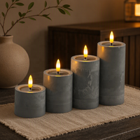 Bougie pilier sans flamme à LED grises, effet de flamme vacillante réaliste, effet de cire, commande par bouton sans fil, 2 piles AAA, CE, décoration d'intérieur