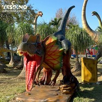 Modèle de dinosaure animatronique réaliste en acier et silicone motorisé pour les jardins d'enfants, les aires de jeux extérieures pour enfants et les parcs à thème