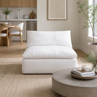 Canapé modulaire sans accoudoirs crème personnalisable, siège individuel, pièce de canapé sectionnel librement combinable pour ensembles de meubles de salon