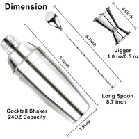 Vente en gros Ensemble de shaker à cocktails de luxe avec gobelet doseur et mini bouteille de vin personnalisée Ensemble de shaker à cocktails mélangeur de jus de thé