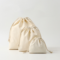 Petite pochette en lin et coton blanc personnalisée sac à cordon recyclable pour bracelet