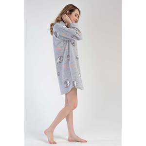 Camiseta de punto para mujer, con botones, manga larga, forro polar, corte ovalado, estilo túnica - Product Image 2