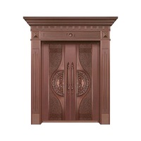 Porte d'entrée de cour en aluminium moulé anti-effraction avec colonnes romaines, design double à six battants, style chinois de luxe pour villa