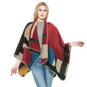 Op Maat Gemaakte Logo Winter Vrouwen Poncho Monogram Deken Kasjmier Wol Gepersonaliseerde Sjaal Geruite Poncho 'S Cape - Product Image 5