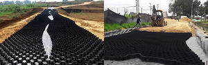 Géocell en HDPE |   Grille <span class=keywords><strong>de</strong></span> stabilisation <span class=keywords><strong>de</strong></span> <span class=keywords><strong>gravier</strong></span> en <span class=keywords><strong>nid</strong></span> <span class=keywords><strong>d</strong></span>'<span class=keywords><strong>abeille</strong></span> haute résistance pour la stabilisation du sol et la protection des pentes - Product Image 4