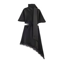 Robe en satin à taille lacée, style européen et américain, pour femme, de marque OEM, vente en gros, origine Guangdong, par ZR Foreign Trade