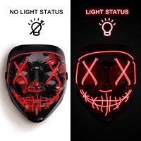 Masques de fête d'Halloween en plastique LED de haute qualité, très demandés, masque de terreur à lumière froide, masque de cosplay effrayant
