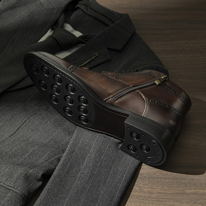 Botas de Cuero para Hombre, Formales de Negocios, de Piel Vacuna, Cortas, Antideslizantes, Transpirables, Calzado Casual Diario para Hombre - Product Image 3