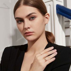 Dylam Hot Sale Wholesale <b>Thin</b> Double Layered Fashion Simple CZ 5A Elegant Silver <b>Rings</b> S925 Sterling <b>Rings</b> - Product Image 2