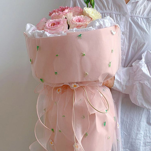 Sẵn Sàng Vận Chuyển Quà Tặng Hoa Cúc Thêu Thiết Kế Độc Đáo 1.6M X 1M Bó Hoa Giấy Gói Thủ Công Sợi Lưới Sắp Xếp Hoa - Product Image 6