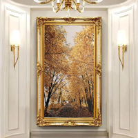 Mosaïque murale artistique de luxe en verre doré, peinture 3D en porcelaine, carreaux muraux en céramique couleur or faits à la main