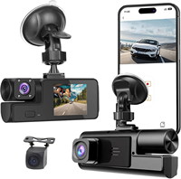 Caméra embarquée Wi-Fi 3 canaux 1080P à prix avantageux avec écran IPS de 2 pouces, 170° °   Vision large, vision nocturne améliorée, suivi GPS
