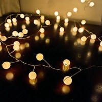 Lampe de décoration de Noël à LED alimentée par batterie Boule de nuit blanche pour balcon et maison en plastique