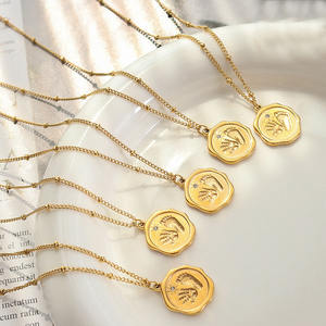18 карат позолоченное детское ожерелье с отпечатком следа, медальон, монета, отпечаток руки, Детские ожерелья с гравировкой имени дня рождения - Product Image 2