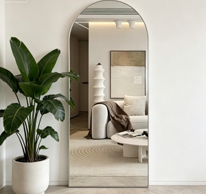 Miroir sur pied arqué pleine longueur rétroéclairé par LED avec interrupteur tactile anti-buée pour chambre et salon – Vente en gros moderne - Product Image 4