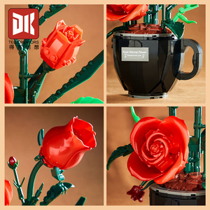 <span class=keywords><strong>DK</strong></span> 3036 450PCS Ensemble de blocs de construction en plastique, modèle de jouet technique, motif tasse à café et vase à roses, ornement moderne, cadeau de festival - Product Image 3