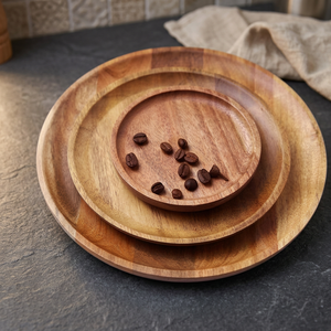 Assiettes rondes en bois écologiques personnalisées avec logo, plusieurs tailles, peintes à la main, pour hôtels, cafés, cadeaux promotionnels - Product Image 4