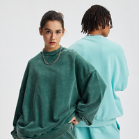 Sweat-shirt à capuche pour homme en coton épais 430G, personnalisé, de haute qualité, pour l'automne, avec effet tie-dye délavé, col rond et appliqué discret, vente en gros