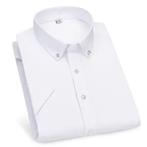 Nouveauté : Chemises habillées décontractées respirantes pour hommes, chemise élégante à manches courtes de couleur unie, élastique, pour l'été - Product Image 2
