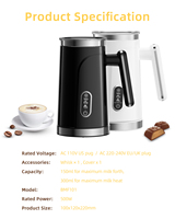 BioloMix NOUVEAU Mousseur à lait automatique chaud et froid pour latte, mousseur à lait pour café, chocolats chauds, cappuccino