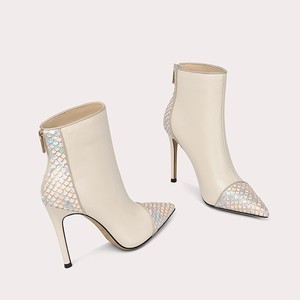 Bottines à talons hauts pointus pour femmes, avec cristaux, couleur <span class=keywords><strong>beige</strong></span> clair, collection automne, par l'usine Lily Wei - Product Image 3