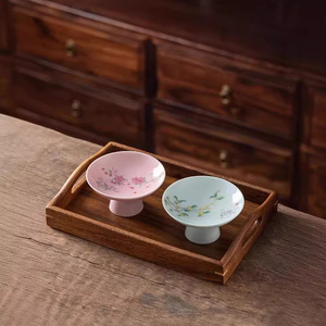 <b>Ceramic</b> High Footed <b>Plate</b> Round Pottery Fruit Platter Party Dessert Snack Dish Household Tableware - Product Image 5