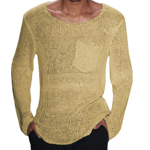 Suéter de Punto para Hombre, Manga Larga, Color Sólido, Diseño con Bolsillos, Ropa Casual Juvenil, Tallas M, L, XL, XXL, XXXL - Product Image 3