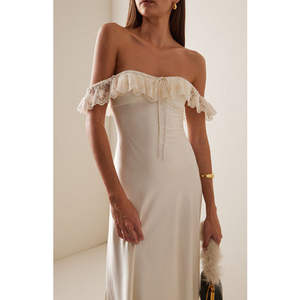 Robe de soirée élégante d'été vintage pour femmes, sans bretelles, épaules dénudées, en dentelle, dos nu, sexy, bretelles spaghetti - Product Image 2