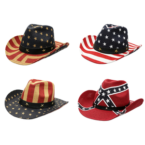 Westelijke geprinte design Amerikaanse vlag cowboy Panama hoeden waterdicht aangepast logo met leren band ODM/OEM sport casual outdoor - Product Image 1