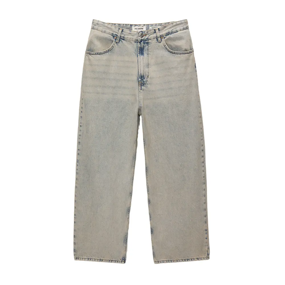 Streetwear personnalisé Gingtto Jeans baggy délavés vintage à jambe droite