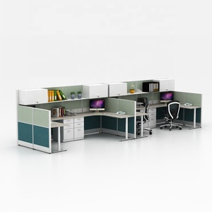 Bảng Chia Độc Đáo Hình Chữ L Hiện Đại Tủ Máy Tính Bàn Văn Phòng Làm Việc 4 Chỗ Có Tủ Trên Cao Bán - Product Image 1